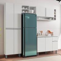 Cozinha Modulada Vanessa 230cm Paneleiro, Balcão Com Tampo Mdp E Aéreo Branco - Ajl Móveis Branco - 2