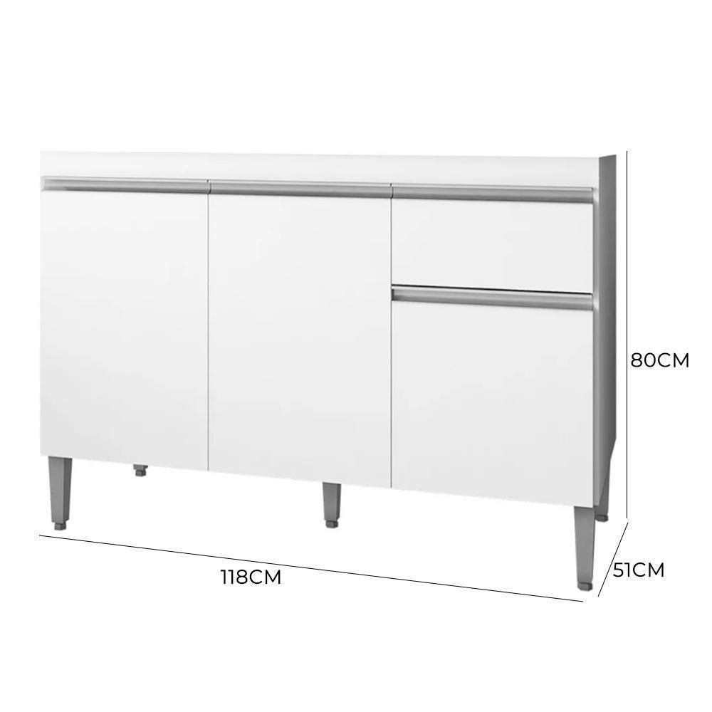 Cozinha Modulada Vanessa Com Balcão Tatiane Branco Sem Tampo - Ajl Móveis Branco - 6