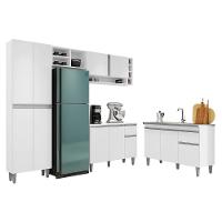 Cozinha Modulada Vanessa Com Balcão Tatiane Branco Sem Tampo - Ajl Móveis Branco - 1