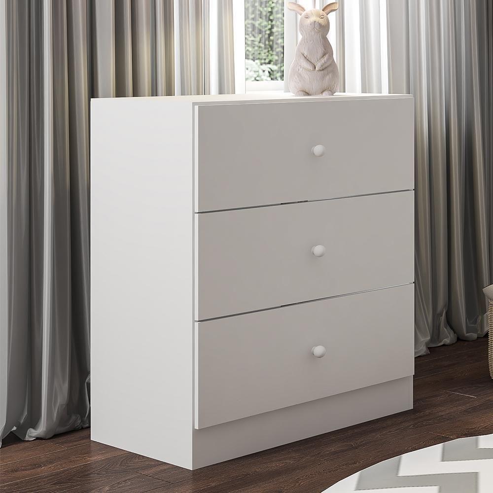Cômoda Infantil Louise 3 Gavetas Branco - Ajl Móveis Branco - 2