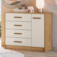 Cômoda Infantil Pérola 1 Porta E 4 Gavetas Nature-off White - Peternella Móveis Nature-off White - 2