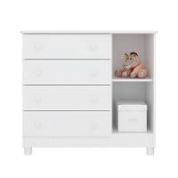 Cômoda Infantil 1 Porta E 4 Gavetas Doce Sonho Branco Com Pés - Qmovi Branco - 3