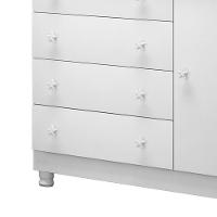 Cômoda Infantil 1 Porta E 4 Gavetas Doce Sonho Branco Com Pés - Qmovi Branco