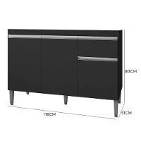 Cozinha Modulada Vanessa Com Balcão Tatiane Preto Sem Tampo - Ajl Móveis Preto - 6