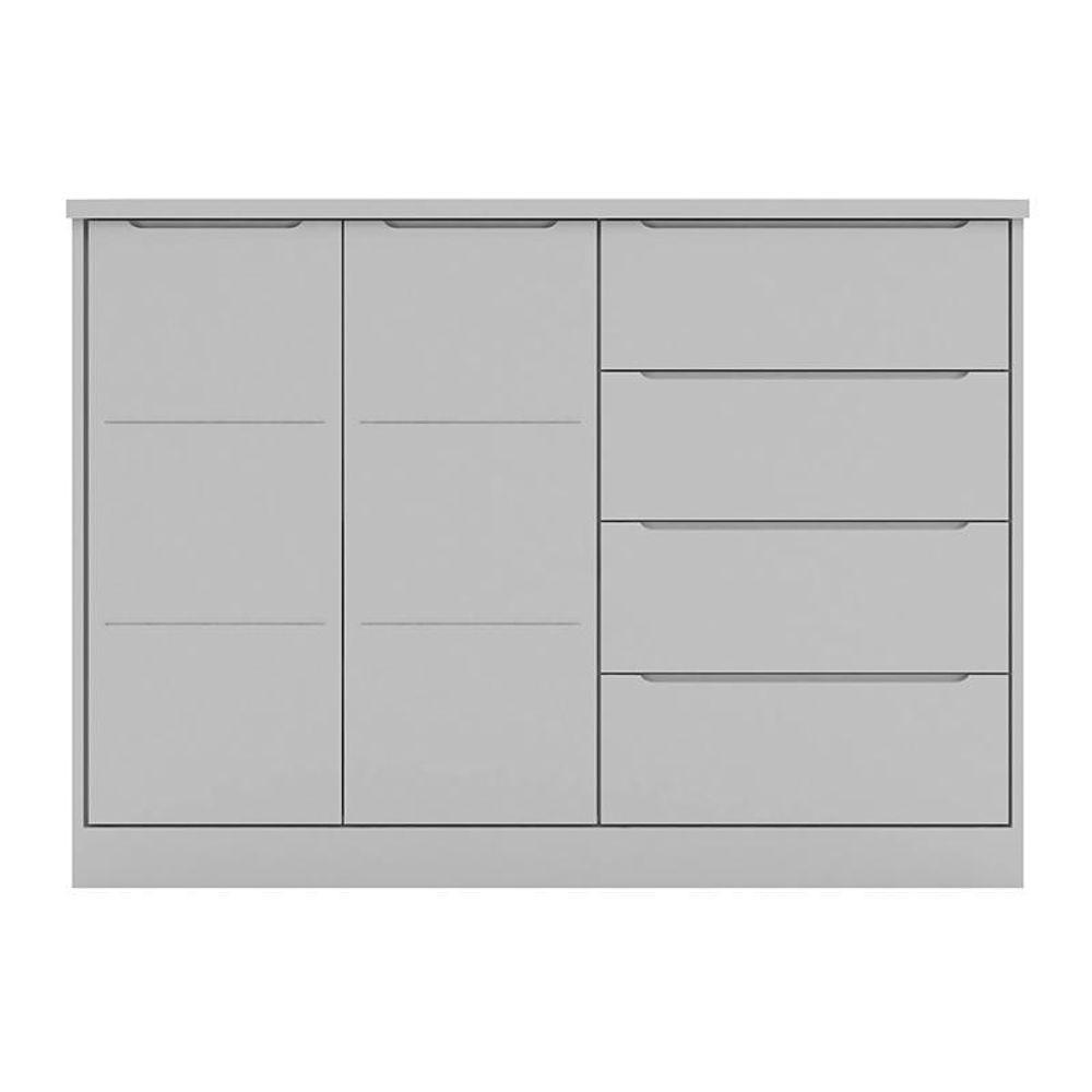 Cômoda Infantil Pietra Com 2 Portas E 4 Gavetas Cinza - Pr Baby Cinza - 1