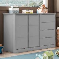 Cômoda Infantil Pietra Com 2 Portas E 4 Gavetas Cinza - Pr Baby Cinza - 2