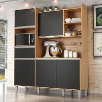 Cozinha Compacta Isabel 5 Portas E 1 Gaveta Amêndoa-preto - Ajl Móveis Amêndoa-preto - 2