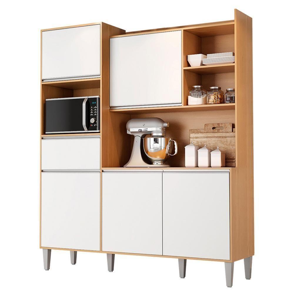 Cozinha Compacta Isabel 5 Portas E 1 Gaveta Amêndoa-branco - Ajl Móveis Amêndoa-branco - 1