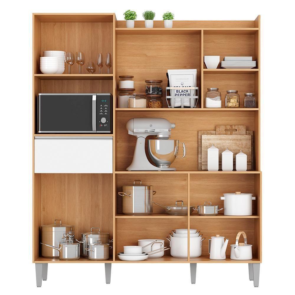 Cozinha Compacta Isabel 5 Portas E 1 Gaveta Amêndoa-branco - Ajl Móveis Amêndoa-branco - 3