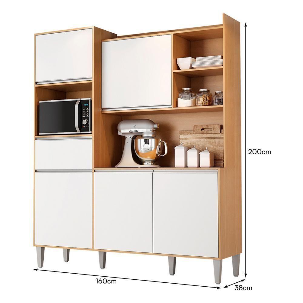 Cozinha Compacta Isabel 5 Portas E 1 Gaveta Amêndoa-branco - Ajl Móveis Amêndoa-branco - 4