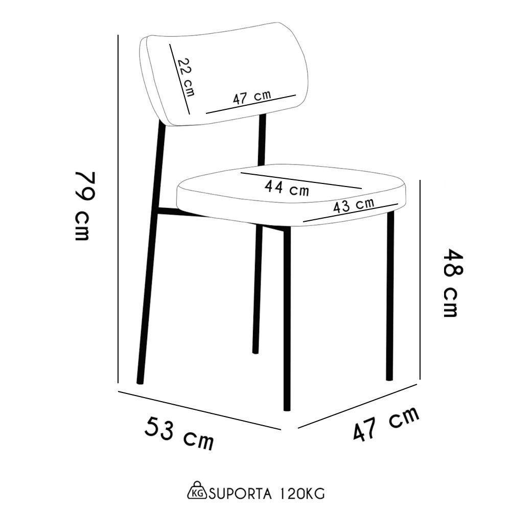 Cadeiras De Jantar Base Ferro Nile Kit 8 Sintético Pu Caramelo A08 - D'rossi - 4