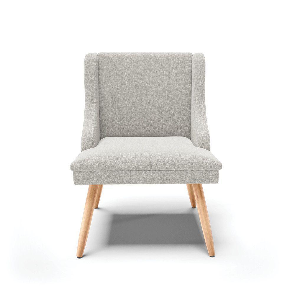 Cadeira Sala De Jantar Pé Palito Natural Kit 6 Liz Bouclê Cinza D03 - D'rossi - 6