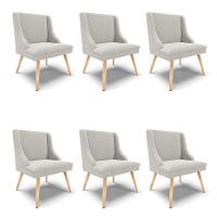 Cadeira Sala De Jantar Pé Palito Natural Kit 6 Liz Bouclê Cinza D03 - D'rossi - 1