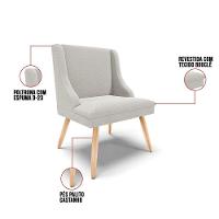 Cadeira Sala De Jantar Pé Palito Natural Kit 6 Liz Bouclê Cinza D03 - D'rossi - 3