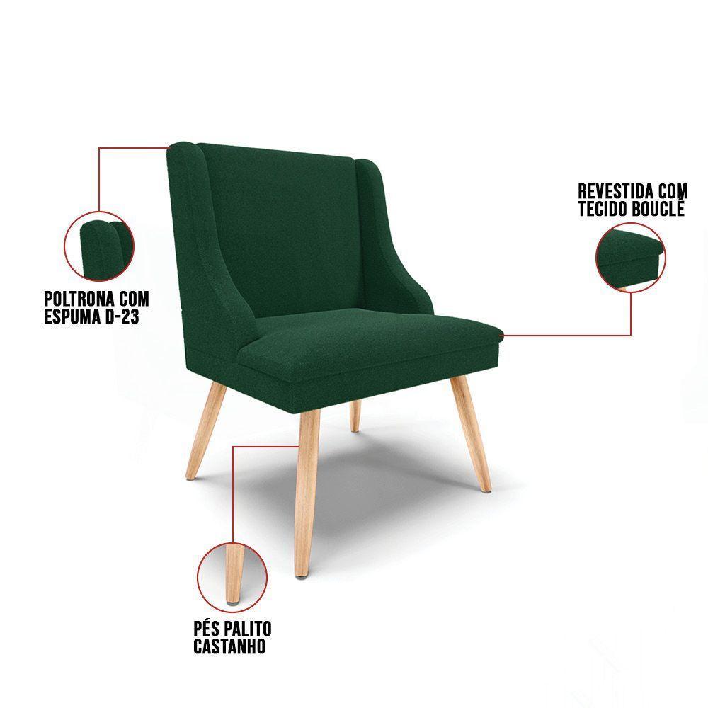 Cadeira Sala De Jantar Pé Palito Natural Kit 6 Liz Bouclê Verde D03 - D'rossi - 3