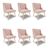 Cadeira Sala De Jantar Pé Palito Natural Kit 6 Liz Bouclê Rose D03 - D'rossi - 1