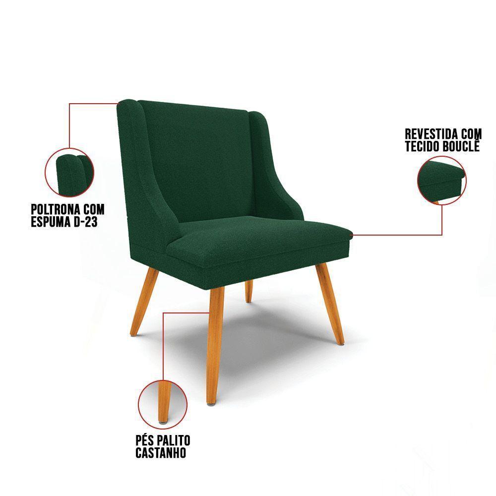 Cadeira Sala De Jantar Pé Palito Castanho Liz Bouclê Verde D03 - D'rossi - 3