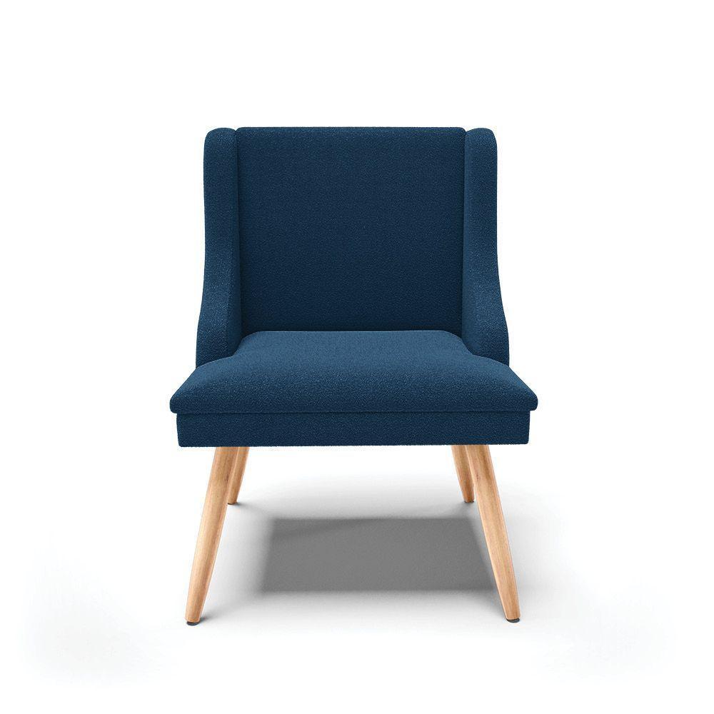 Cadeira Sala De Jantar Pé Palito Natural Kit 4 Liz Bouclê Azul D03 - D'rossi - 3