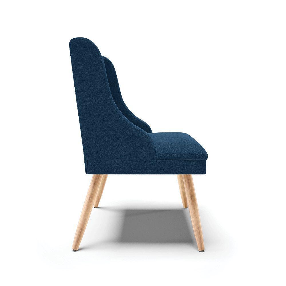 Cadeira Sala De Jantar Pé Palito Natural Kit 4 Liz Bouclê Azul D03 - D'rossi - 4