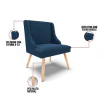 Cadeira Sala De Jantar Pé Palito Natural Kit 4 Liz Bouclê Azul D03 - D'rossi - 8