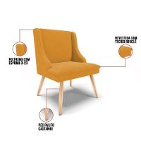 Cadeira Sala De Jantar Pé Palito Natural Kit 4 Liz Bouclê Mostarda D03 - D'rossi - 3