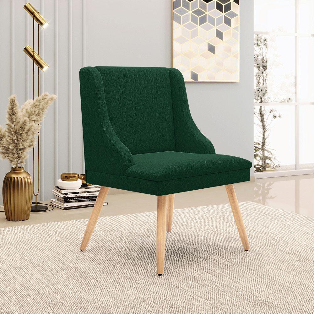 Cadeira Sala De Jantar Pé Palito Natural Kit 2 Liz Bouclê Verde D03 - D'rossi - 2