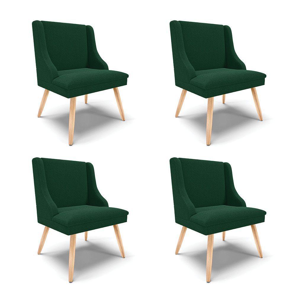 Cadeira Sala De Jantar Pé Palito Natural Kit 4 Liz Bouclê Verde D03 - D'rossi - 1