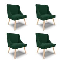 Cadeira Sala De Jantar Pé Palito Natural Kit 4 Liz Bouclê Verde D03 - D'rossi - 1