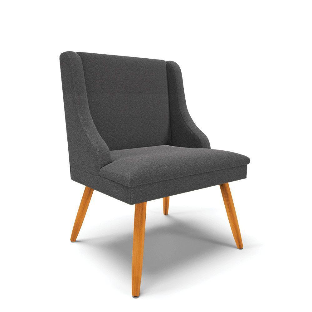 Cadeira Sala De Jantar Pé Palito Castanho Liz Bouclê Grafite D03 - D'rossi - 1