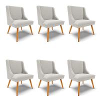 Cadeira Sala De Jantar Pé Palito Castanho Kit 6 Liz Bouclê Cinza D03 - D'rossi - 1