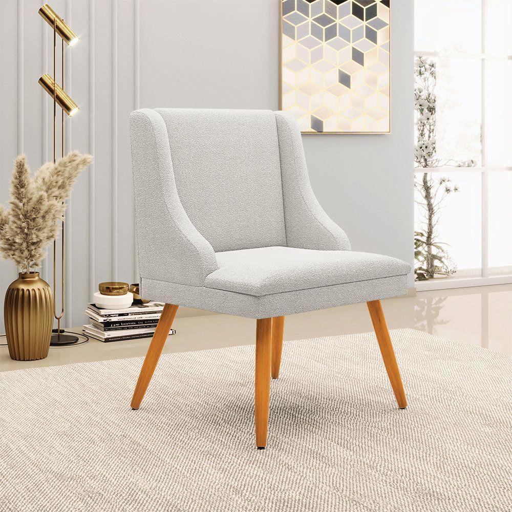 Cadeira Sala De Jantar Pé Palito Castanho Liz Bouclê Cinza D03 - D'rossi - 2