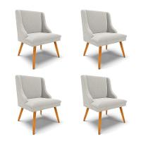 Cadeira Sala De Jantar Pé Palito Castanho Kit 4 Liz Bouclê Cinza D03 - D'rossi - 1