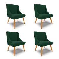 Cadeira Sala De Jantar Pé Palito Castanho Kit 4 Liz Bouclê Verde D03 - D'rossi - 1