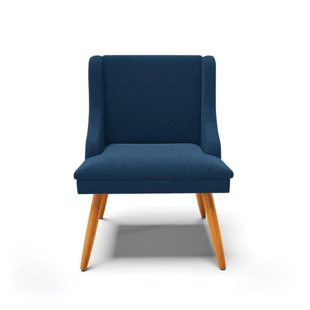 Cadeira Sala De Jantar Pé Palito Castanho Kit 4 Liz Bouclê Azul D03 - D'rossi - 5