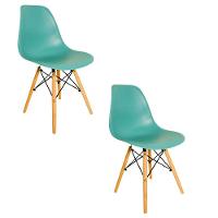 Cadeira Sala De Jantar Kit2 Eiffel Eames Base Madeira Azul Turquesa R02 - D'rossi - 1