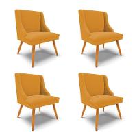 Cadeira Sala De Jantar Pé Palito Castanho Kit 4 Liz Bouclê Mostarda D03 - D'rossi - 1