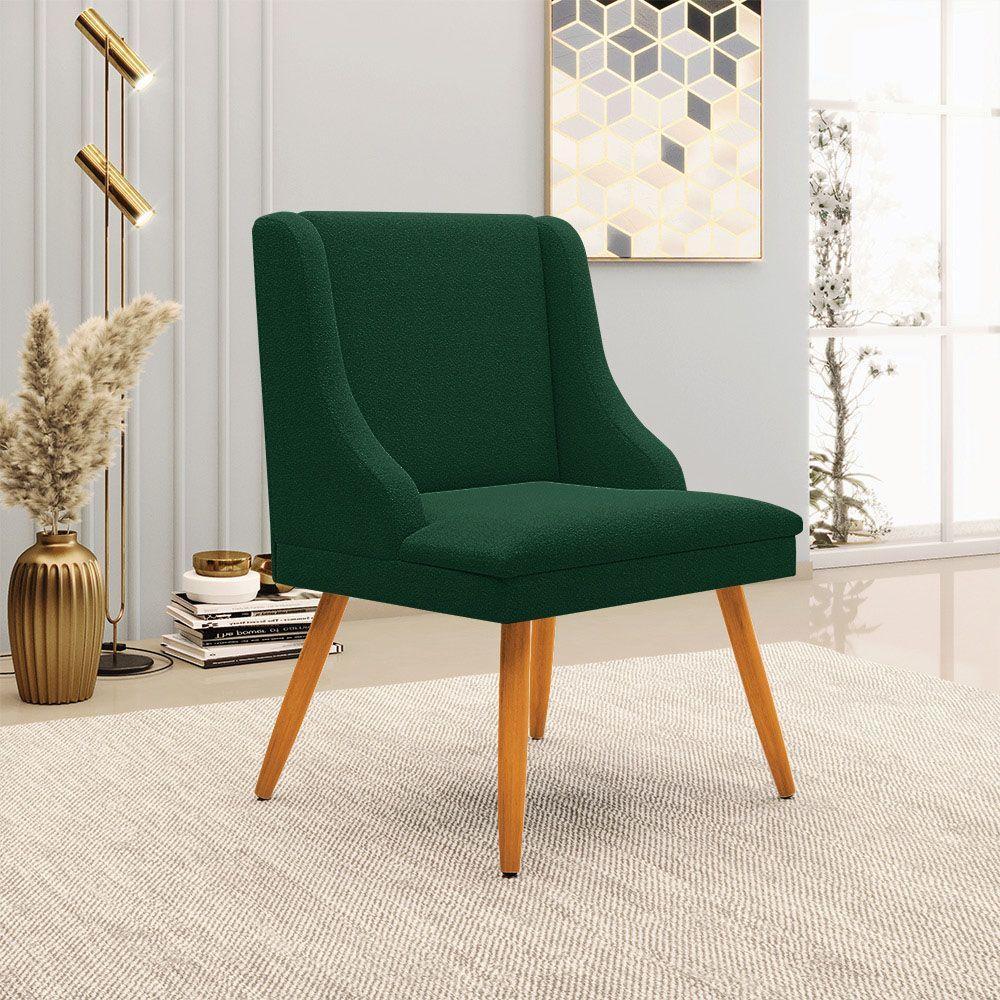 Cadeira Sala De Jantar Pé Palito Castanho Kit 2 Liz Bouclê Verde D03 - D'rossi - 2