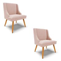 Cadeira Sala De Jantar Pé Palito Castanho Kit 2 Liz Bouclê Rose D03 - D'rossi - 1