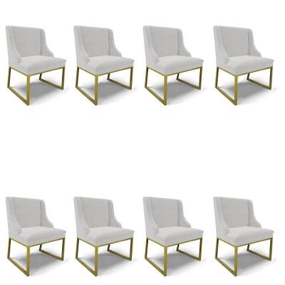 Cadeira Sala De Jantar Industrial Dourado Kit 8 Liz Veludo Cinza D03 - D'rossi