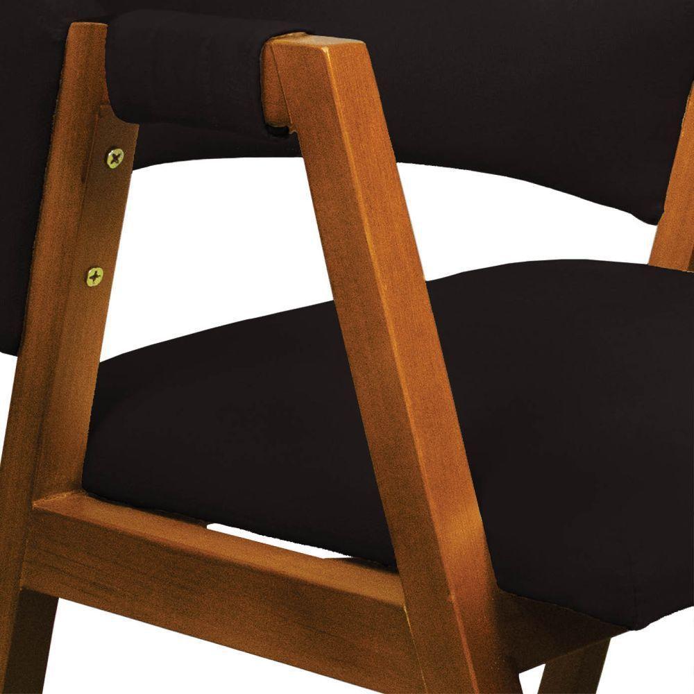 Cadeira Sala De Jantar Em Madeira Yara Suede Preto D03 - D'rossi - 5