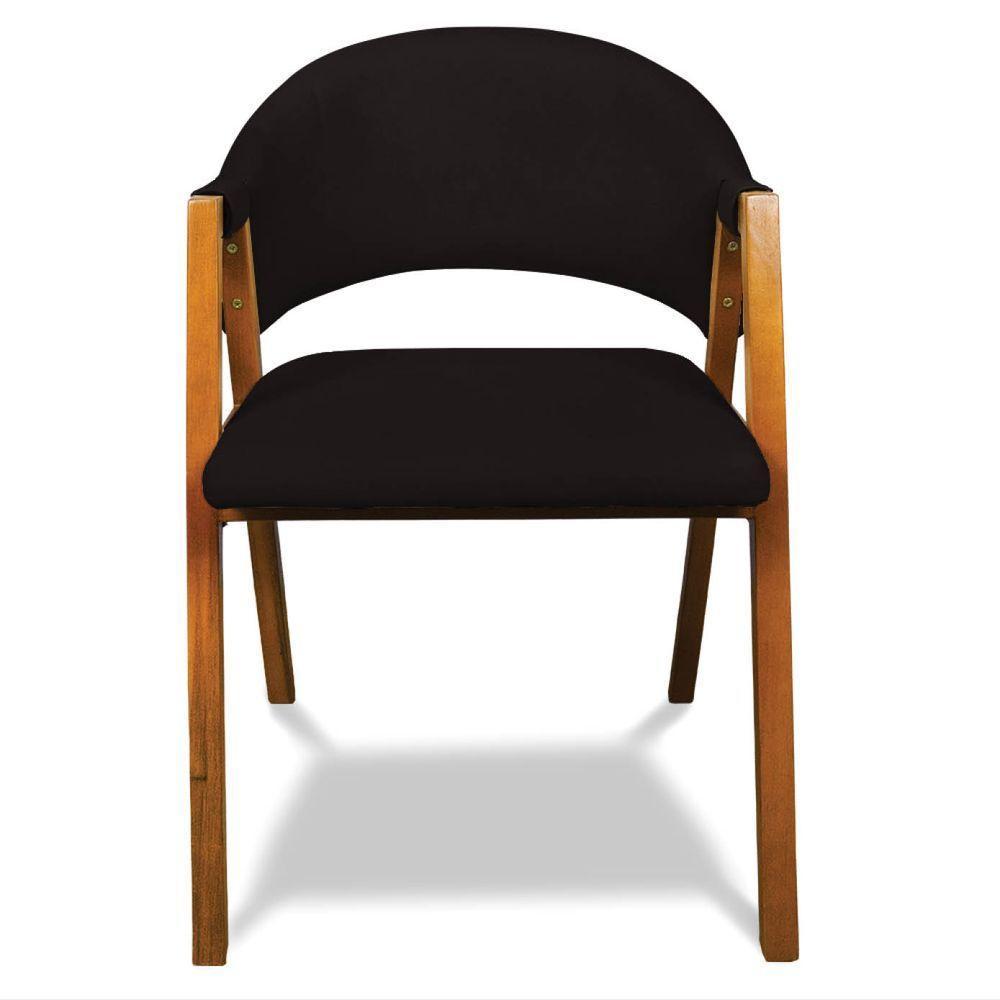 Cadeira Sala De Jantar Em Madeira Yara Suede Preto D03 - D'rossi - 6