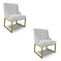 Cadeira Sala De Jantar Industrial Dourado Kit 2 Liz Veludo Cinza D03 - D'rossi - 1