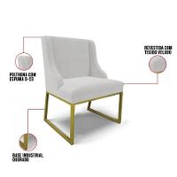 Cadeira Sala De Jantar Industrial Dourado Kit 2 Liz Veludo Cinza D03 - D'rossi - 3