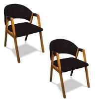 Cadeira Sala De Jantar Em Madeira Kit 2 Yara Suede Preto D03 - D'rossi - 1