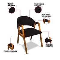 Cadeira Sala De Jantar Em Madeira Kit 2 Yara Suede Preto D03 - D'rossi - 3