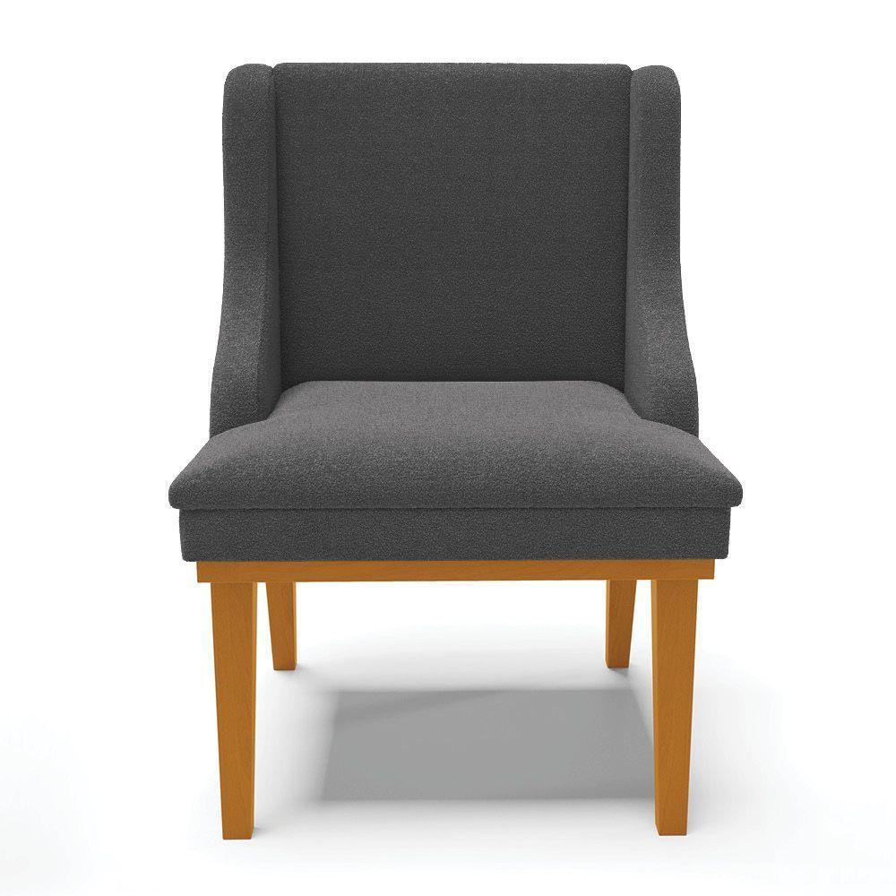 Cadeira Sala De Jantar Base Madeira Castanho Kit 6 Liz Bouclê Grafite D03 - D'rossi - 5