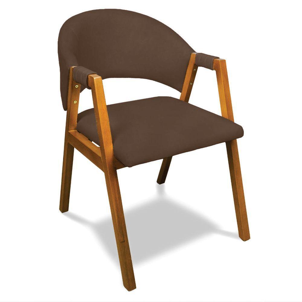 Cadeira Sala De Jantar Em Madeira Yara Suede Marrom D03 - D'rossi - 1