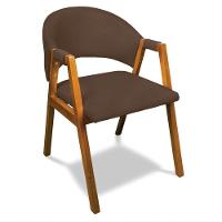 Cadeira Sala De Jantar Em Madeira Yara Suede Marrom D03 - D'rossi - 1