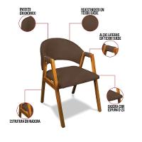 Cadeira Sala De Jantar Em Madeira Yara Suede Marrom D03 - D'rossi - 3