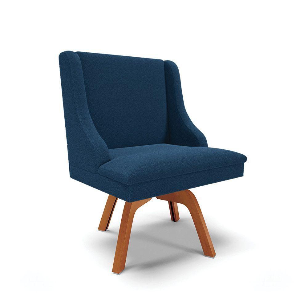 Cadeira Sala De Jantar Giratória Mm35 Liz Bouclê Azul D03 - D'rossi - 1